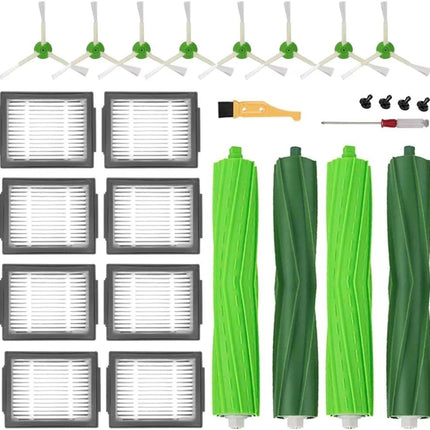 Mzy Llc Parts For Irobot Roomba I7 I7+ I2 I3 I3+ I4 I4+ I6 I6+ I8 I8+Plus J7 J7+ E5 E6 E7, I, E & J Series Vacuum Cleaner, 2 Set Rubber Brushes, 8 Hepa Filters And 8 Side Brushes