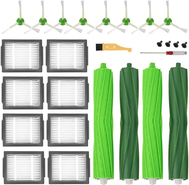Mzy Llc Parts For Irobot Roomba I7 I7+ I2 I3 I3+ I4 I4+ I6 I6+ I8 I8+Plus J7 J7+ E5 E6 E7, I, E & J Series Vacuum Cleaner, 2 Set Rubber Brushes, 8 Hepa Filters And 8 Side Brushes