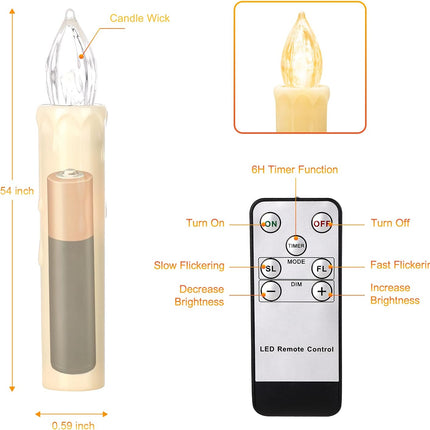 Flickering Flameless Window Candle LED Christmas Tree Candle Lights Warm White Battery Operated Electric Taper Candles with Remote Perfect for Home Garden Wedding Parties Decor (12 PCS,Ivory)