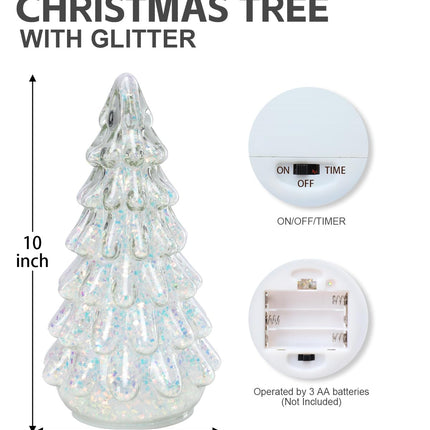 Bdor Arcylic Christmas Tree，Prelit Tabletop Mini White Christmas Tree with Topper Star Musical Ornament for Best Desk Decoration