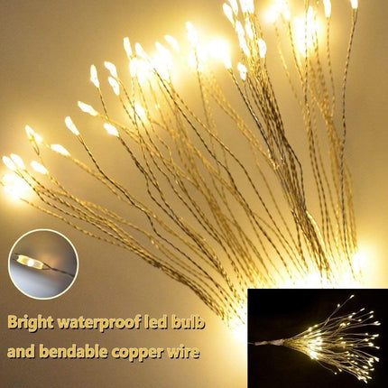 FOOING 4 Pack Firework Lights Led Copper Wire Star String Lights 8 Modes Battery Operated Fairy Lights with Remote,Wedding Decorative Hanging Lights for Party Patio Garden Decoration