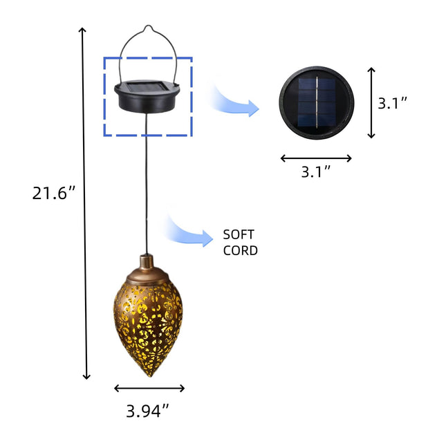 Holiday Decor, Fairy Tear Solar Lantern Outdoor Waterproof, Hanging Solar Light, Weather Resistant, Metal Garden Decor Outdoor, Thanksgiving Christmas Table Decor Indoor, s for Women