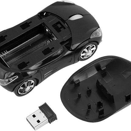 ASHATA Wireless Mouse, 2.4G Sport Car Shaped Mouse Bluetooth Optical Mouse with USB Receiver,Portable Cute 1600DPI Mouse for PC Desktop Laptop Tablet Gaming Office(Black)