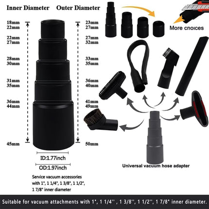 15 Pcs Universal Vacuum Attachments & Brushes For Shop Vac Accessories 2 12 To 1 14 Hose Adapter For Shop Vac, 1 78 To 1 Vacuum Hose Adapter, 1 14 Shop Vacuum Cleaner Attachments