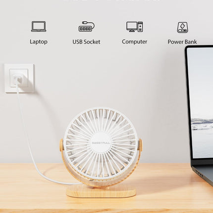 Sweetfull Desk Fan Usb Small Fan, 3 Speeds Portable Fan, 360° Rotate Personal Desktop Table Fan, Mini Fan Quiet Operation
