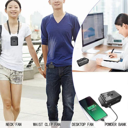 8000Mah Upto 32H Portable Waist Clip Fan Personal Neck Fan Battery Powered Belt Fan Adjustable Air Outlet, 3 Speed, Body Fan