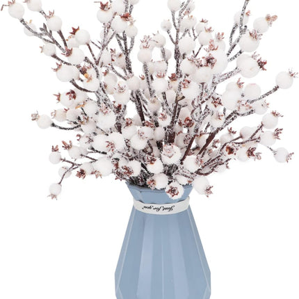 4 Pieces Artificial White Berry Stems Christmas Frosted Berries Branches Twigs Snowy Berry Picks Holly Sprays for Christmas Tree Vase Fillers Decorations Winter Holiday Arrangement Decor (4, White)