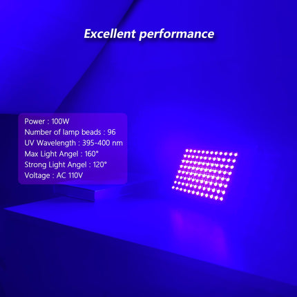 100W LED UV Black Light, Powerful UV Spotlight, IP66, 395nm UV Lamp for Christmas, Halloween Glow Party(2 Packs)