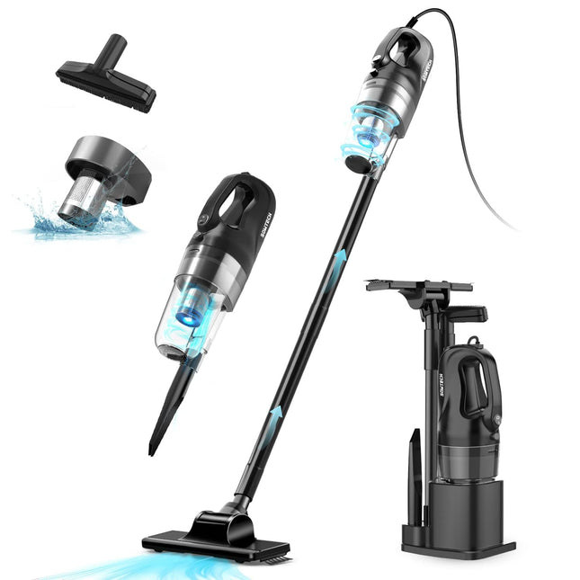 Sowtech Corded Stick Vacuum Cleaner, 20Kpa Powerful Suction Stick Vacuum With 23Ft Cord, 6 In 1 Lightweight Vacuum Cleaner For Hard Floor Pet Hair, Black