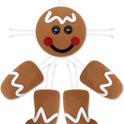 Percozzi Christmas Wreath Attachments Gingerbread Wreath Decorations Gingerbread Man Head Hands Legs Wreath Embellishment Kit Holiday Outdoor DIY Plush Hanging Welcome Sign for Xmas Home Party