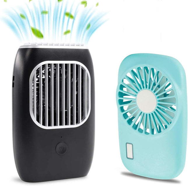 Aluan Handheld Fan + HandsFree Neck Fan With Lanyard, Rechargeable Battery Operated, Perfect For Makeup Or Travel
