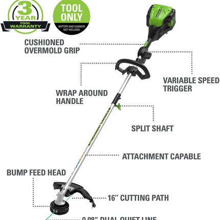 Greenworks Pro 80V (145 MPH / 580 CFM) Brushless Cordless Axial Blower, Tool Only BL80L01 & Greenworks PRO 16-Inch 80V Cordless String Trimmer (Attachment Capable), Battery Not Included GST80320