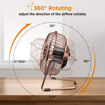 Easyacc 6 Inch Usb Desk Fan, 360°Rotation Small And Quiet,Powerful Portable Strong Airflow,Mini Metal Personal Cooling Fan