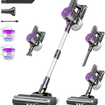 Tatian Cordless Vacuum Cleaner,23Kpa Powerful Cordless Vacuum,40 Mins Runtime,Detachable Battery,1.5L Dust Cup,6 In 1 Lightweight Cordless Stick Vacuum Cleaner For Hardwood Floor Pet Hair,Car,Redrose