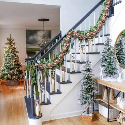 6 FEET Christmas Ball Garland Ornaments Shatterproof Xmas Hanging Balls Decorations for Home Indoor Outdoor Mantel Holiday Party Wedding Tree - Champagne Gold and Pink