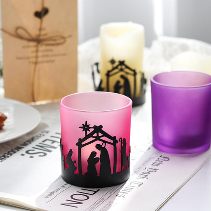 Advent Christmas Candle Holder Set with Glass Votive Tealight Candle Holders, Advent Wreath Decorations for Holiday Mantel, Table Centerpiece, and Home Decor