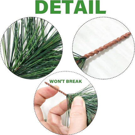 Fake Greenery Pine Picks Artificial Green Pine Needles Branches-Small Pine Twigs Stems Picks for Christmas Garland Wreath Embellishing and Home Holiday Garden Decoration (30)