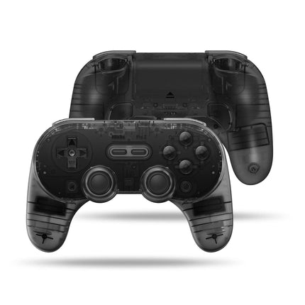 AKNES 8BitDo Pro 2 Bluetooth Wireless Controller for Switch/Switch OLED with 2pcs Silicone Joycon Thumb Grip Caps,Gamepads for Steam Deck,MacOS,iOS,PC,Android & Raspberry Pi(Clear/Transparent Black)