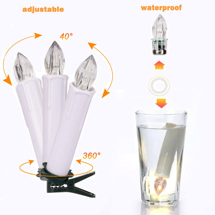 POWER 30PCS Flameless LED Taper Candles Battery Operated Christmas Tree Candle Lights With Remote Timer, Flickering Flame Mini Clip on Candles For Christmas Trees Garden Parties Home Decor (White)