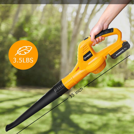 WORKSITE Leaf Blower, 20V Cordless Leaf Blower, 140 MPH 155 CFM Battery Powered Leaf Blower with 2.0Ah Battery & Fast Charger