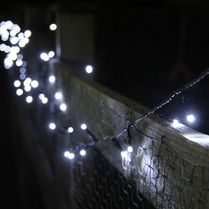 Fairy Lights Outdoor String Lights 33ft 100 LED with Memory Modes Controller, Extendable Christmas Lights Decorations for Wedding, Christmas, Party, Patio, Indoor Outdoor (Black Wire - White)