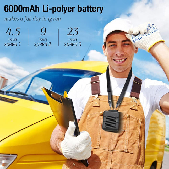 Alpiaz Portable Waist Clip Fan, 6000Mah Battery Operated Necklace Fan, 23H Working Time HandsFree Cooling Fan For Outdoor Works