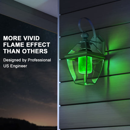Hompavo 【d】 LED Flame Light Bulbs, Green Flickering Light Bulbs with Upside Down Effect, E26 Flame Bulb for Home Halloween St. Patrick's Day Christmas Decorations Indoor & Outdoor, 2 Pack
