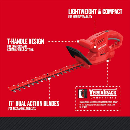 CRAFTSMAN Hedge Trimmer, 17-inch, Corded (CMEHT150)