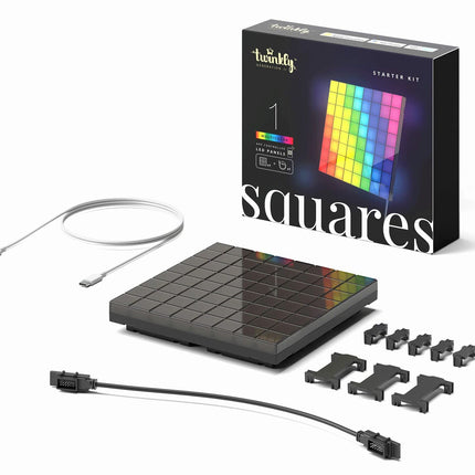 Twinkly Squares Master Panel, RGB LED Panel, Including 1 Main Panel and USB-C Power Supply, Compatible with HomeKit, Alexa and Google Home, Gaming Lights and Streaming, 16M+ Colors