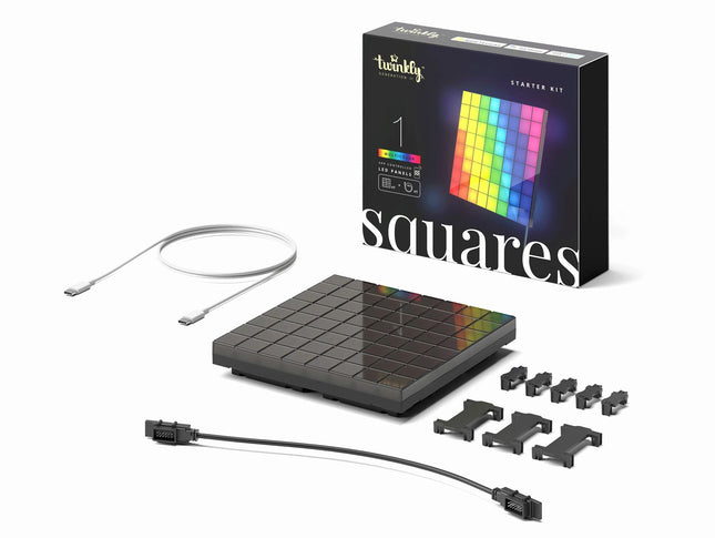 Twinkly Squares Master Panel, RGB LED Panel, Including 1 Main Panel and USB-C Power Supply, Compatible with HomeKit, Alexa and Google Home, Gaming Lights and Streaming, 16M+ Colors