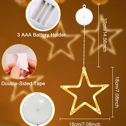 LED Stars Christmas Lights,3 Pack LED Christmas Window Lights,10 LEDs Christmas Decorations with Timer for Window Decoration, Christmas Decoration, Balcony,Party,Wedding,Warm White