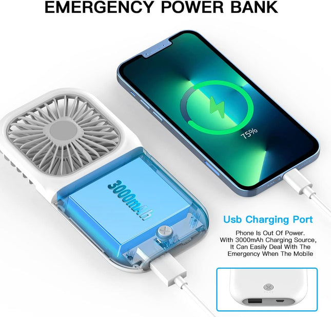 Aicase Handheld Portable Mini Fan Small Battery Operated Fan 6 In 1 Personal Fan 3000 Mah Usb Rechargeable,3 Speed Adjustable