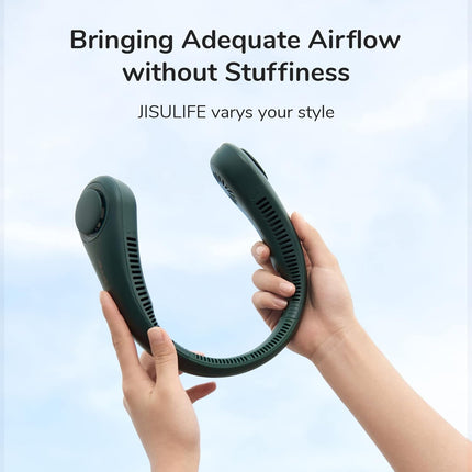 Jisulife Portable Neck Fan, Hands Free Bladeless Fan, 4000 Mah Battery Operated Wearable Personal Fan, Leafless, Rechargeable