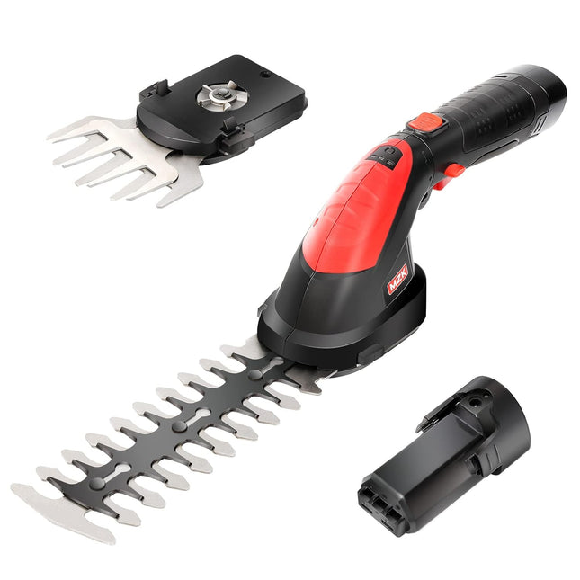 MZK 7.2V Cordless Grass Shear & Hedge Trimmer - 2-in-1 Electric Shrub Trimmer/ Handheld Hedge Cutter/ Grass Trimmer/ Hedge Clipper with Removable Battery and Charger