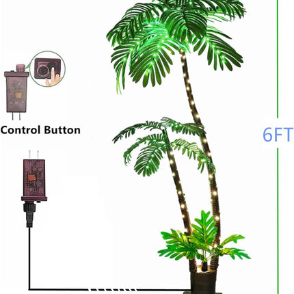 Lighted Artificial Palm Tree for Outside Patio,6 FT Lighted Christmas Palm Tree Decorations Decor,Fake Palm Trees Pool Decorations Outdoor for Tiki Bar Tropical Party Housewarming