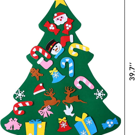 3.3FT DIY Felt Christmas Tree Kits Decorations, Christmas Wall Hanging Ornaments Crafts with 26 accessories，5m Lights string for Party/Home Wall Decor & Kids/Toddler DIY Felt Christmas Favors Supplies