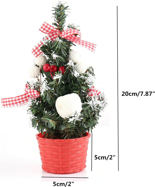 alfyng 3pcs Mini Tabletop Christmas Tree, 7.87 inch Artificial Xmas Pine Tree, Miniature Christmas Tree with Basket Base Perfect for Christmas Decorations, Home, Kitchen, Dining Table