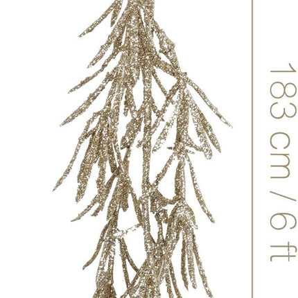 KI Store Champagne Glitter Christmas Garland 6-Foot Pack of 3 for Christmas Tree Decoration Wreath Front Door Table Centerpiece Car Decor