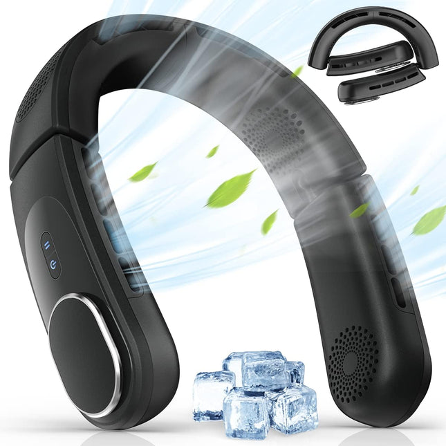 Chillgo Bladeless Neck Fan Personal Portable Fan Neck Air Conditioner Cooling Wearable Fan Rechargeable Max 12Hrs, 4 MotorsAirflo