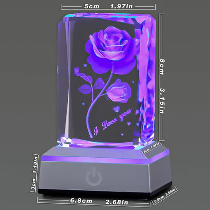 hochance 3D ButterflyRose Crystal Multicolor Nightlight - I Love You Decolamp - Perfect Valentines Day Ideas for Her My Girlfriend Wife Mom - Unique Anniversary Birthday Presents
