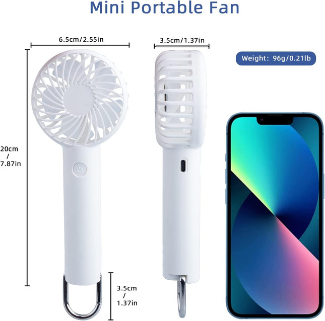 Handheld Fan, Portable Mini Fan With Usb Rechargeable Battery, 3 Speeds 610 Hours Working Time For Indoor, Outdoor, Makeup
