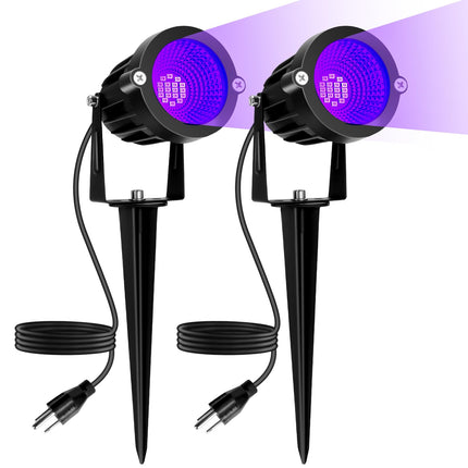 Halloween LED Black Light: 15W Spot Lights Outdoor UV Spotlight for Halloween Christmas 2 PacK 110V Plug-in Blacklight with IP65 Waterproof for Party Body Paint Fluorescent Poster Neon Glow