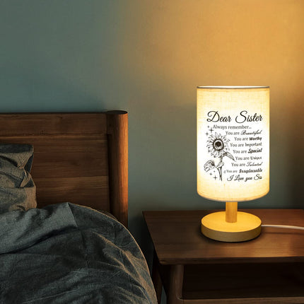 Sister s, Sister Christmas s Fabric Lamp, Christmas s for Sister, Sister Birthday s Table Lamp with Wooden Stand Anniversary Wedding Birthday s for Sisters
