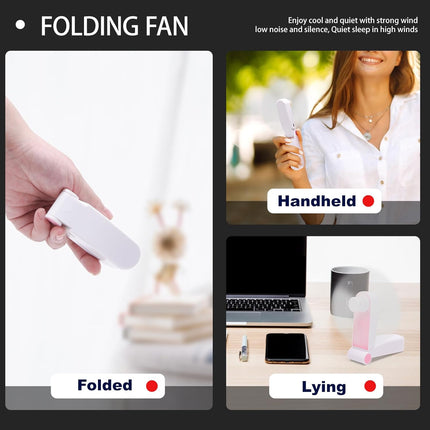Personal Handheld Fan, Mini Portable Pocket Fan, Little Folding Fans Usb Rechargeable For Woman Girls Makeup Outdoor Travel
