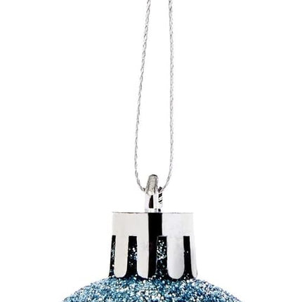 48 Pack Mini Ball Ornaments for Small Christmas Tree, Blue, White, Silver Shatterproof Decorations (1.5 In)