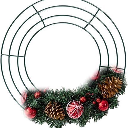 TIHOOD 6PCS 10” Wire Wreath Frame Round Metal Wreath Form for Crafts & Floral Decorations on Weddings Christmas Home Party Celebrations, Dark Green