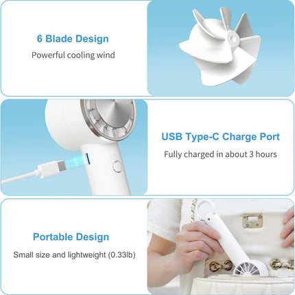 Handheld Cooling Fan, Upgrade Portable Fan With Cold Compress Function, 3 Speeds Adjustable Rechargeable Usb Mini Face Fan