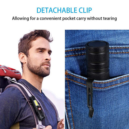 Hoxida Flashlight USB Rechargeable Magnetic LED Flashlight Super Bright LED Tactical Flashlight with Cob Sidelight Waterproof Zoomable Best Small LED Flashlight for Camping Emergency Flashlights