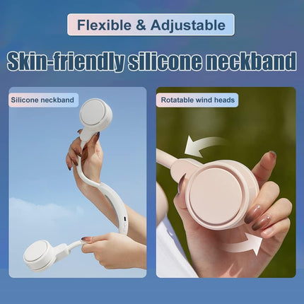 Foldable Hanging Neck Fan With Semiconductor Cooling Plate, 3S Fast Cooling Neck Cooler Warmer 360° Rotatable Bladeless Air