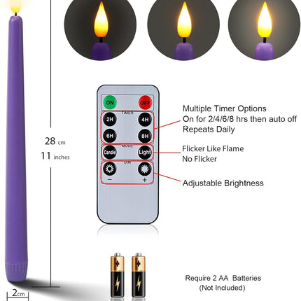 Homemory Battery-Operated LED Flickering Advent Candles, Set of 4 with Remote Timer - For Christmas Wreath
